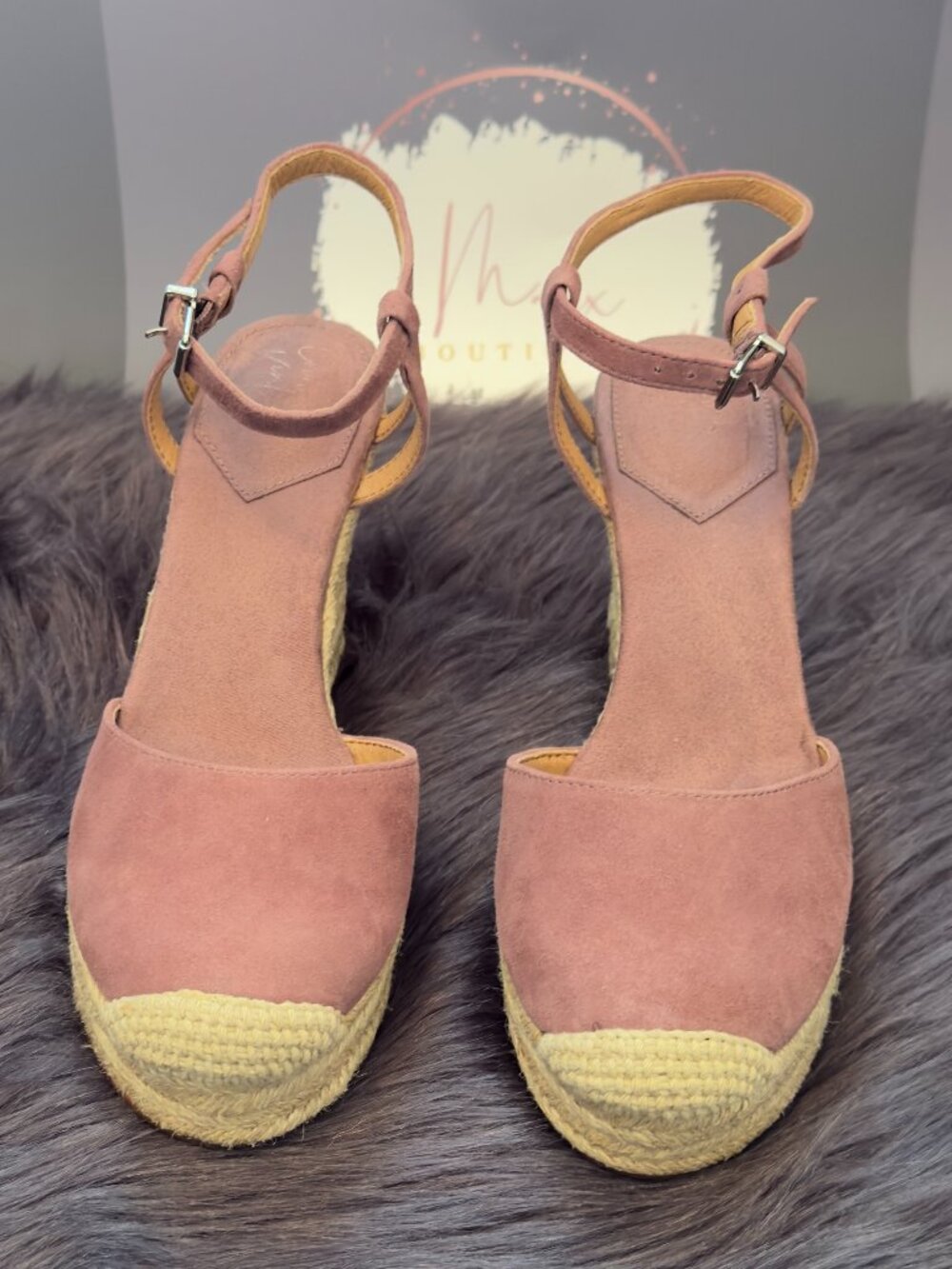 Crown Vintage Alina Desert Violet Suede Espadrille Wedges Size 7